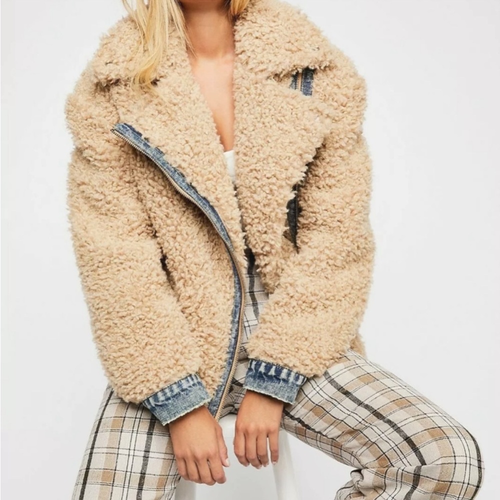 Free People Beige Shearling Jacket